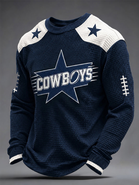 Men's Football Gameday Gift For Football Fans Casual Waffle Long Sleeve Top