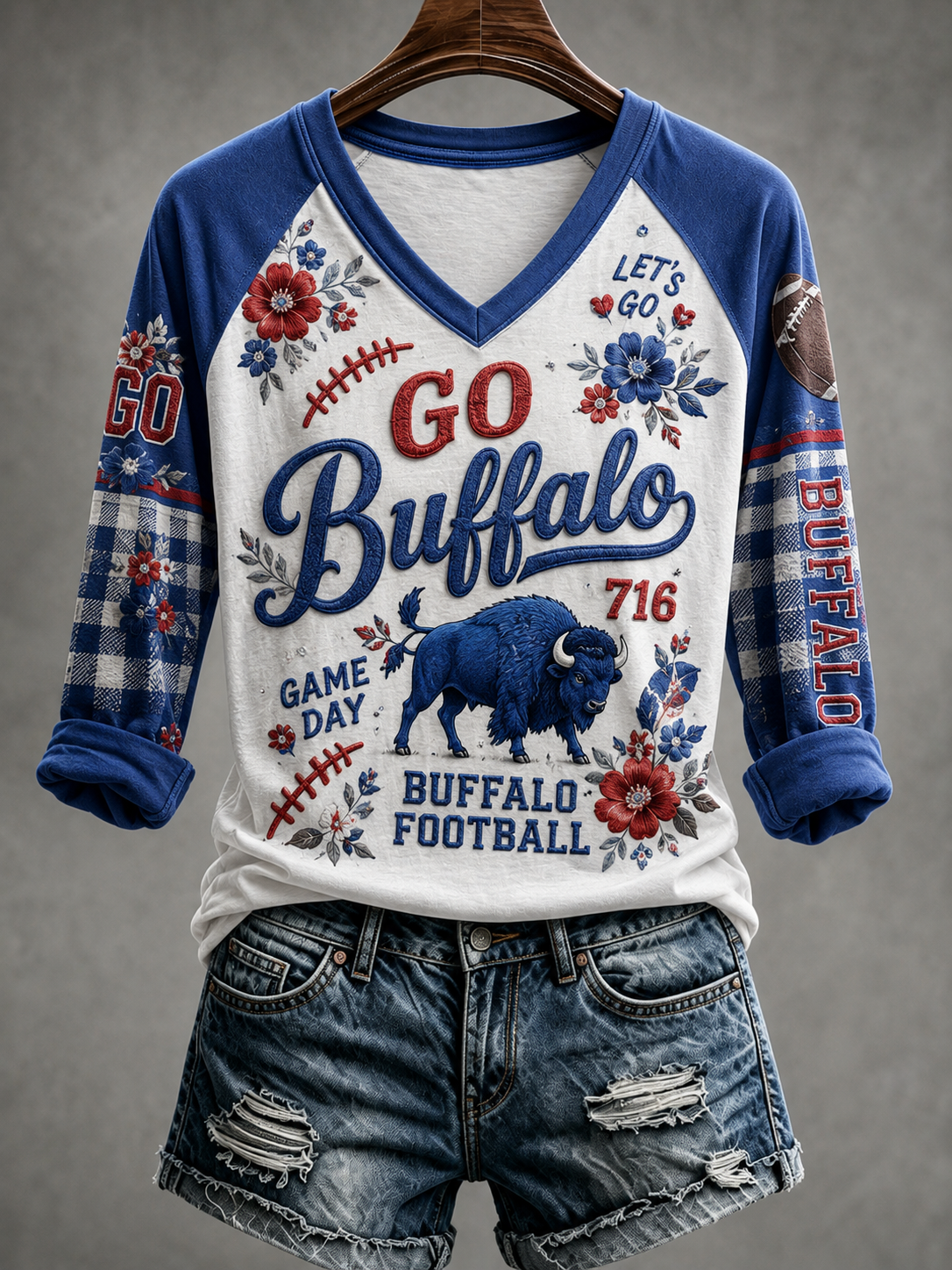 Women's Buffalo Bills Cotton-Linen Long-Sleeve T-Shirt