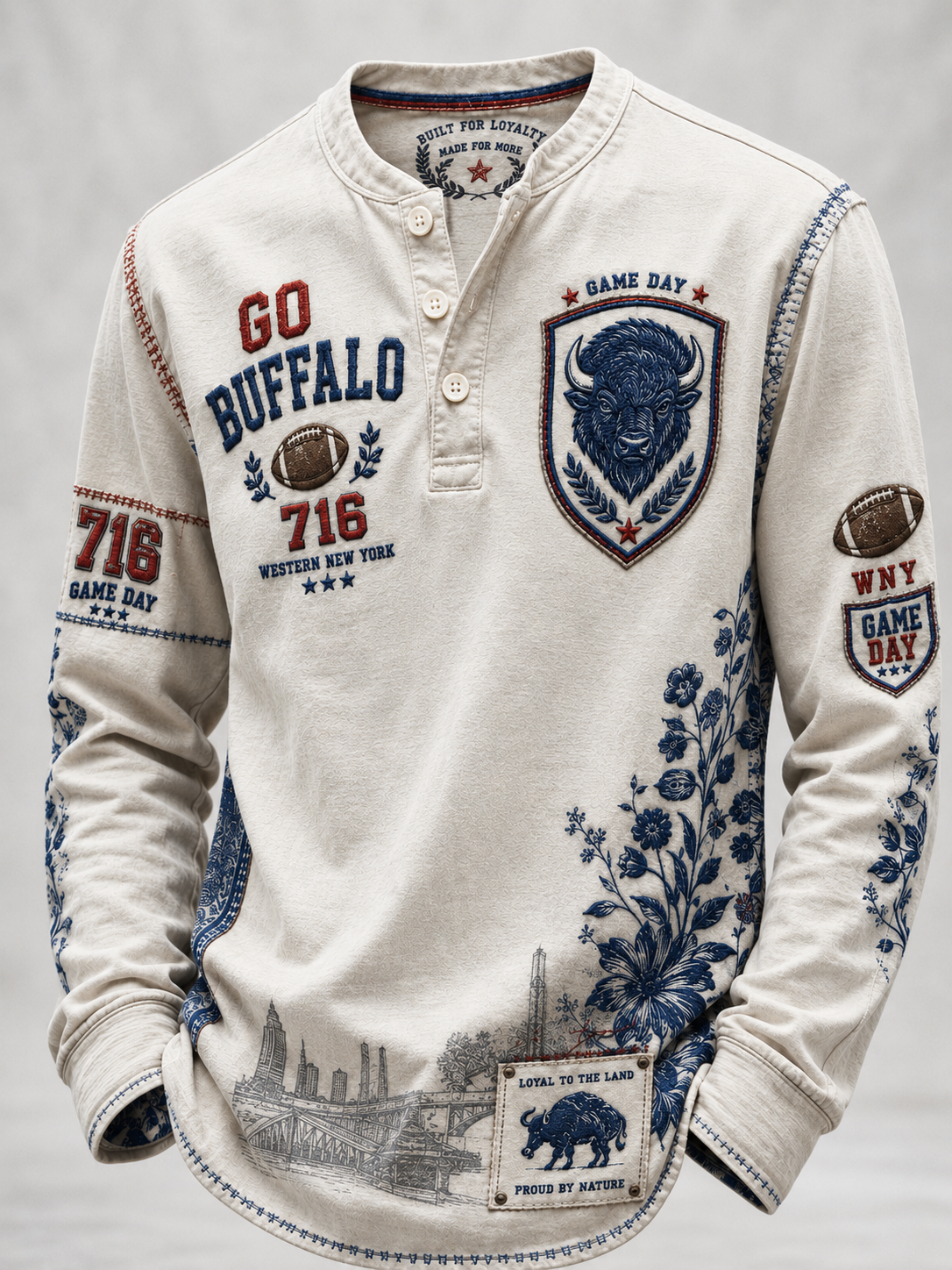 Men's Buffalo Bills Casual Button T-Shirt