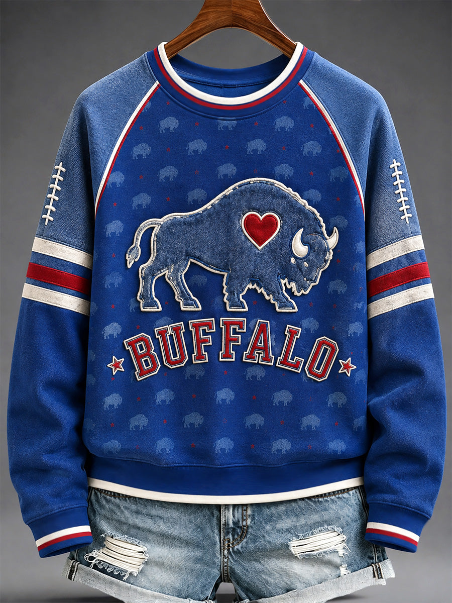 Women's Football Lover Buffalo Print Casual Sweatshirt