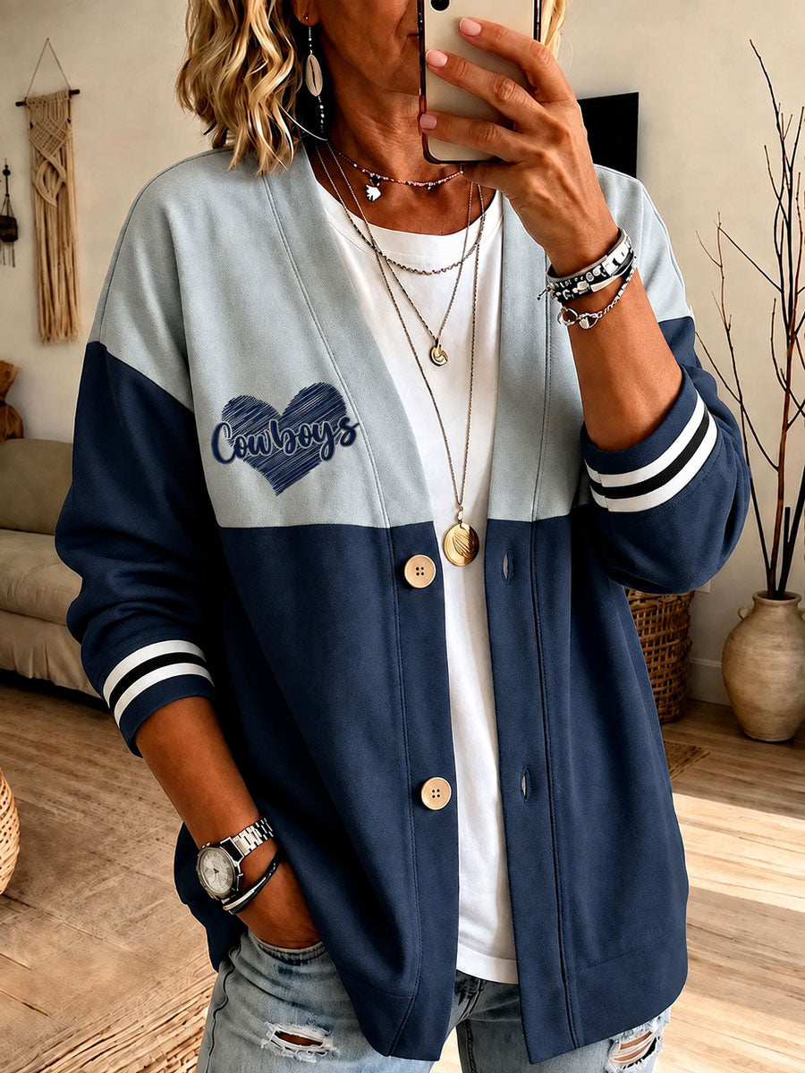 Women's Game Day Football Printed Casual Cardigan