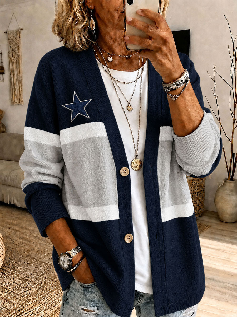 Women's Game Day Football Printed Casual Cardigan