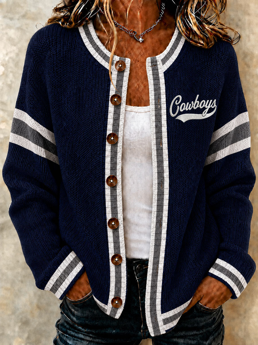 Women's Game Day Football Printed Casual Cardigan