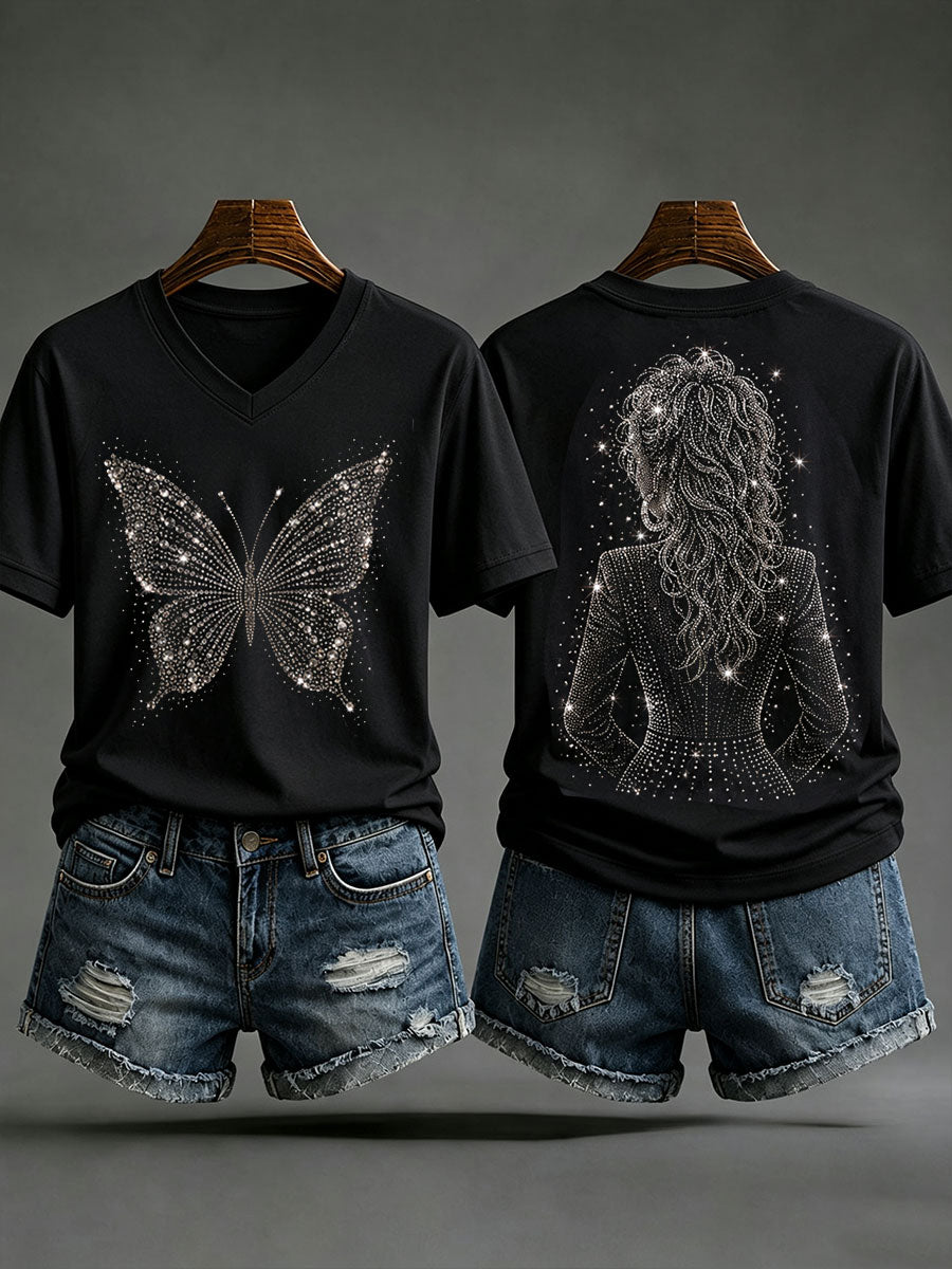 Women's Rip Country Music Queen Printed Short-sleeved T-shirt