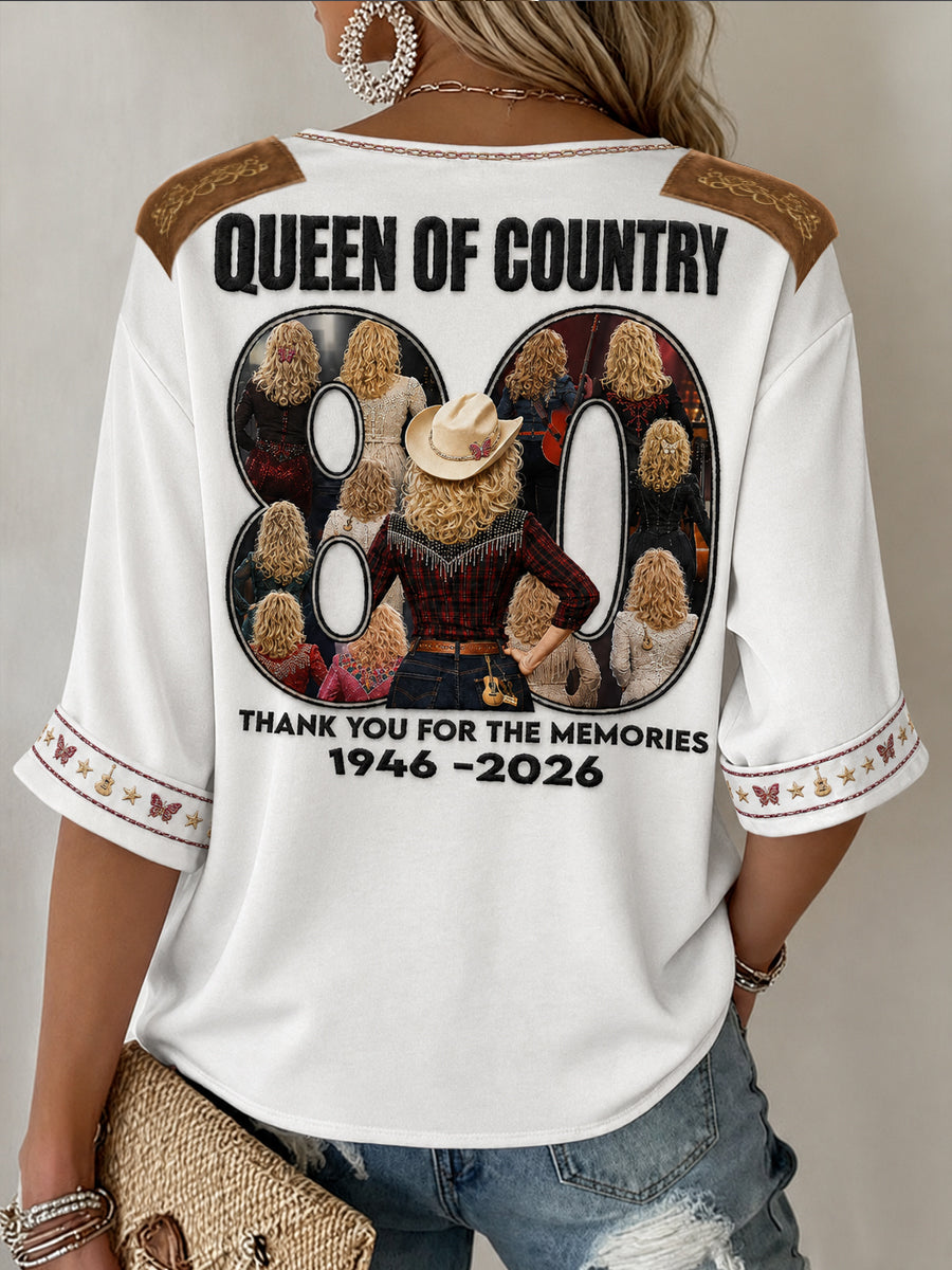 Women's Rip Country Music Lover Queen of Country Printed T-shirt