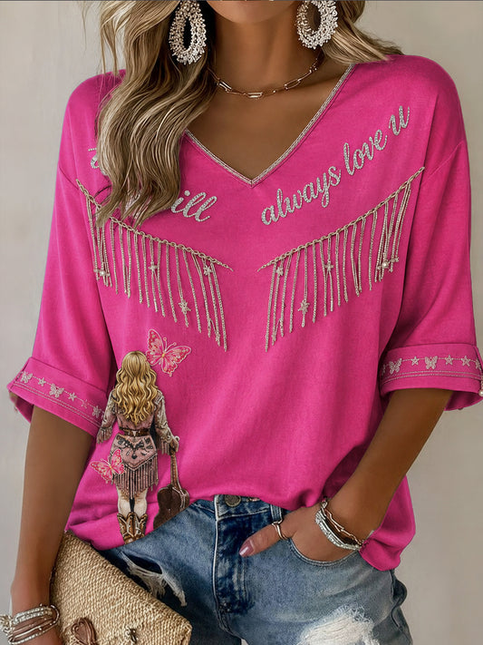 Women's Rip Country Music Lover of Country Printed T-shirt