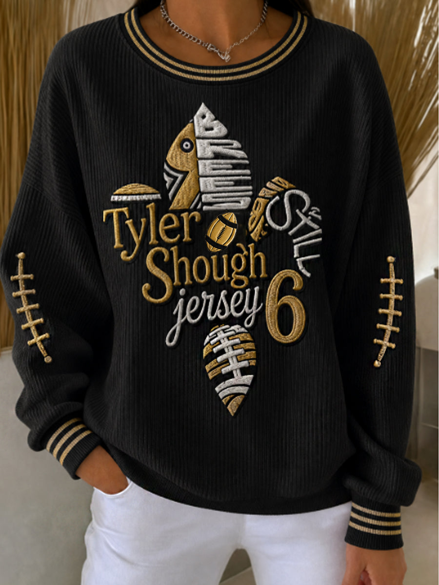 Women's Ribbed Round-Neck Sweatshirt