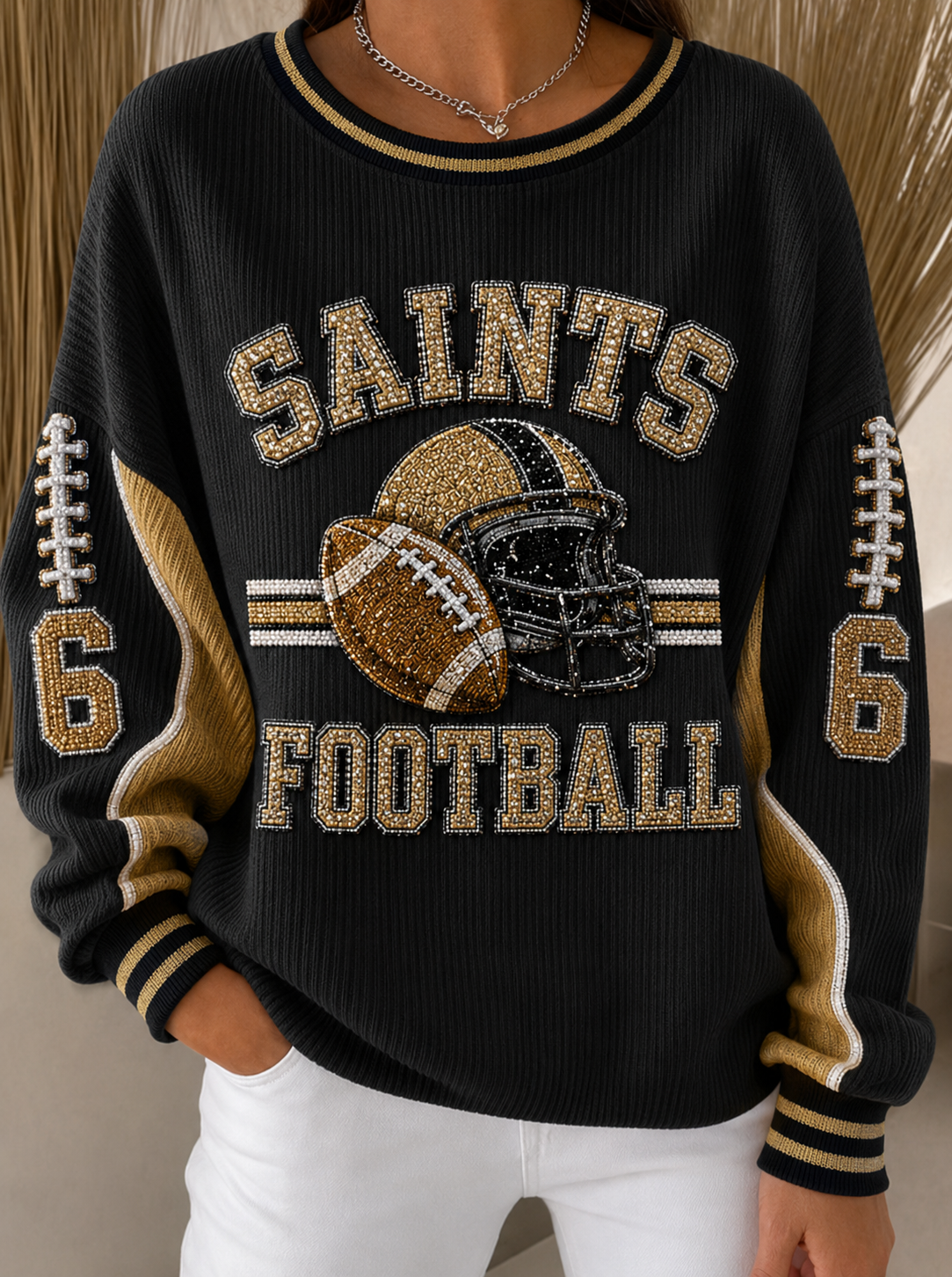 Women's Ribbed Round-Neck Sweatshirt