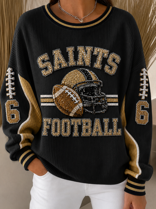 Women's Ribbed Round-Neck Sweatshirt