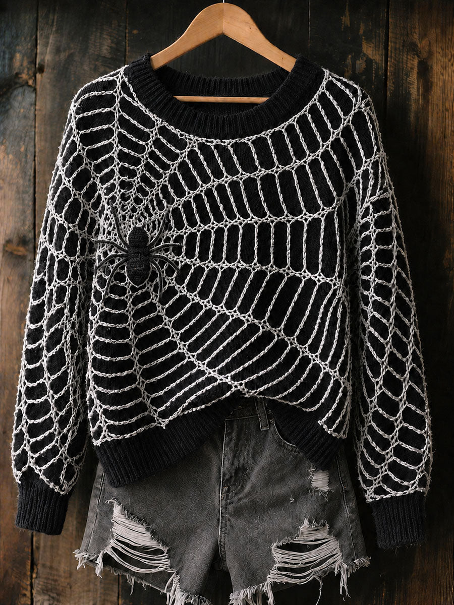 Women's Halloween Spider Web and Spider Tops