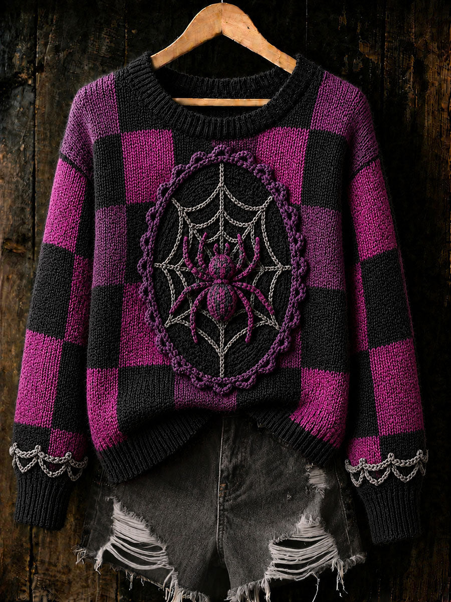 Women's Halloween Spider Web and Spider Plaid Tops