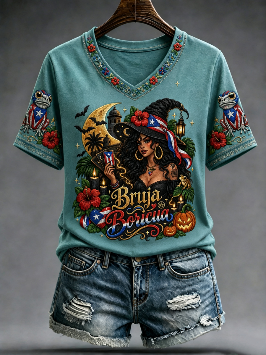 Women's Halloween in Puerto Rico short-sleeved T-shirt