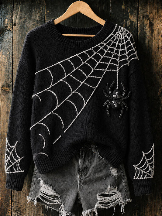 Women's Halloween Spider Web and Spider Tops