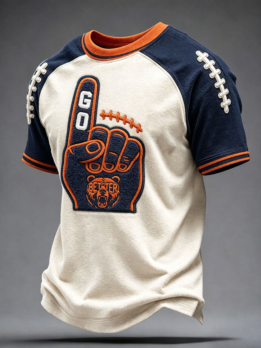 Men's Chicago Football Lover Bear Art Printed T-shirt