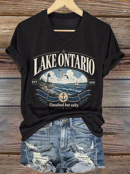 Women’s Lake Ontario Printed Casual T-Shirt