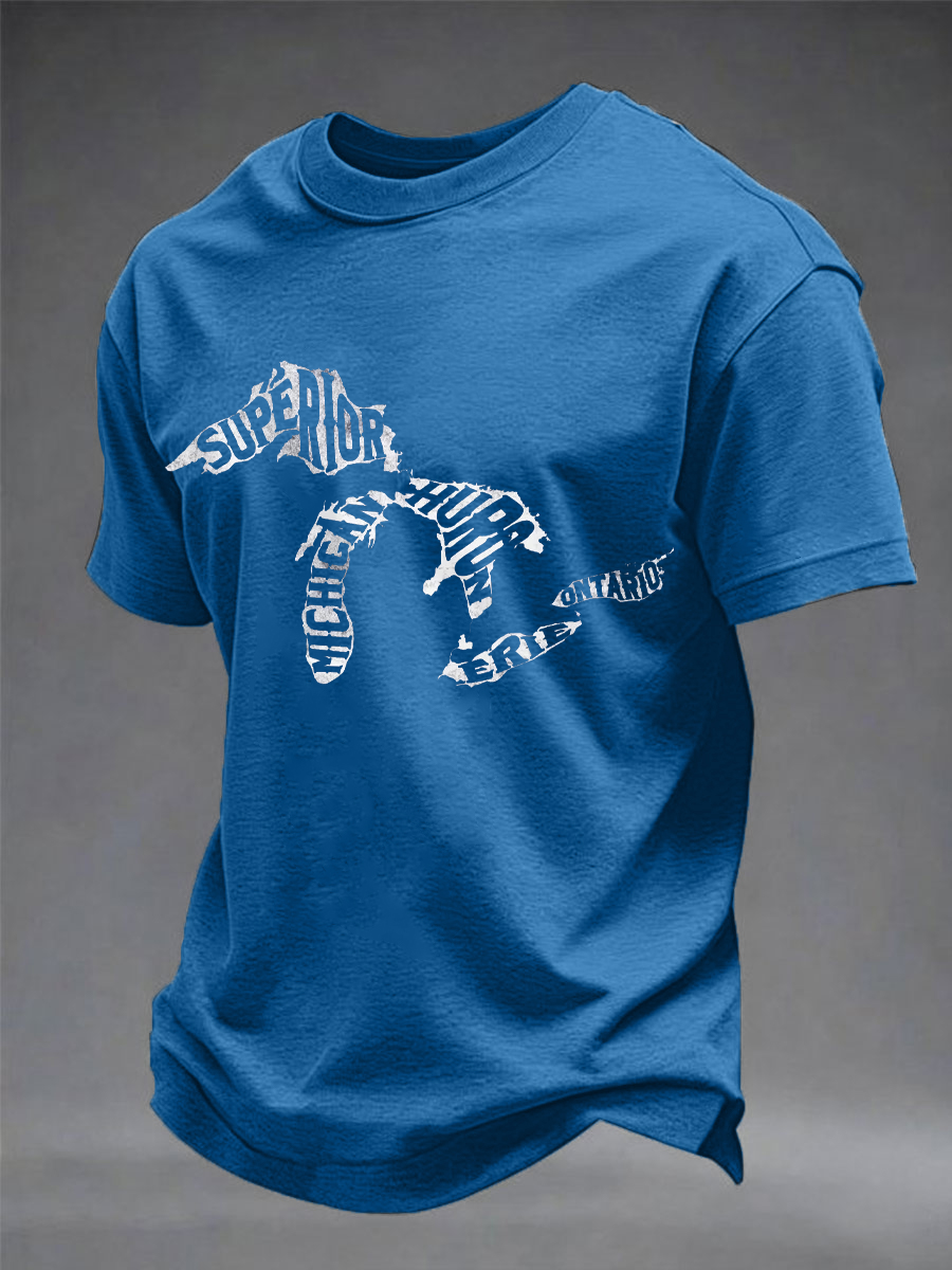 Men's Lake Ontario imitation cotton short-sleeved T-shirt