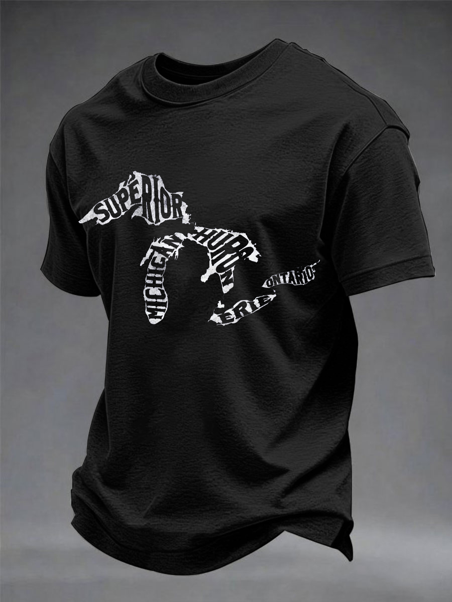 Men's Lake Ontario imitation cotton short-sleeved T-shirt