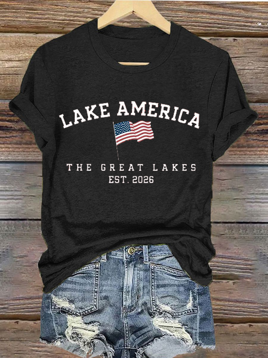 Women's Lake America Iron On Short Sleeve T-Shirt