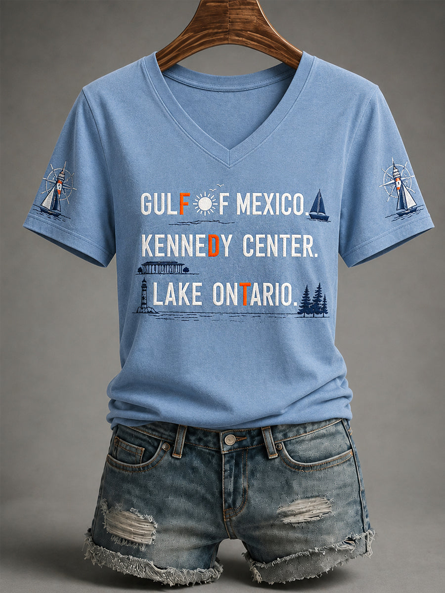 Women's FDT Gulf Of Mexico Kennedy Center Lake Ontario V-Neck Tee