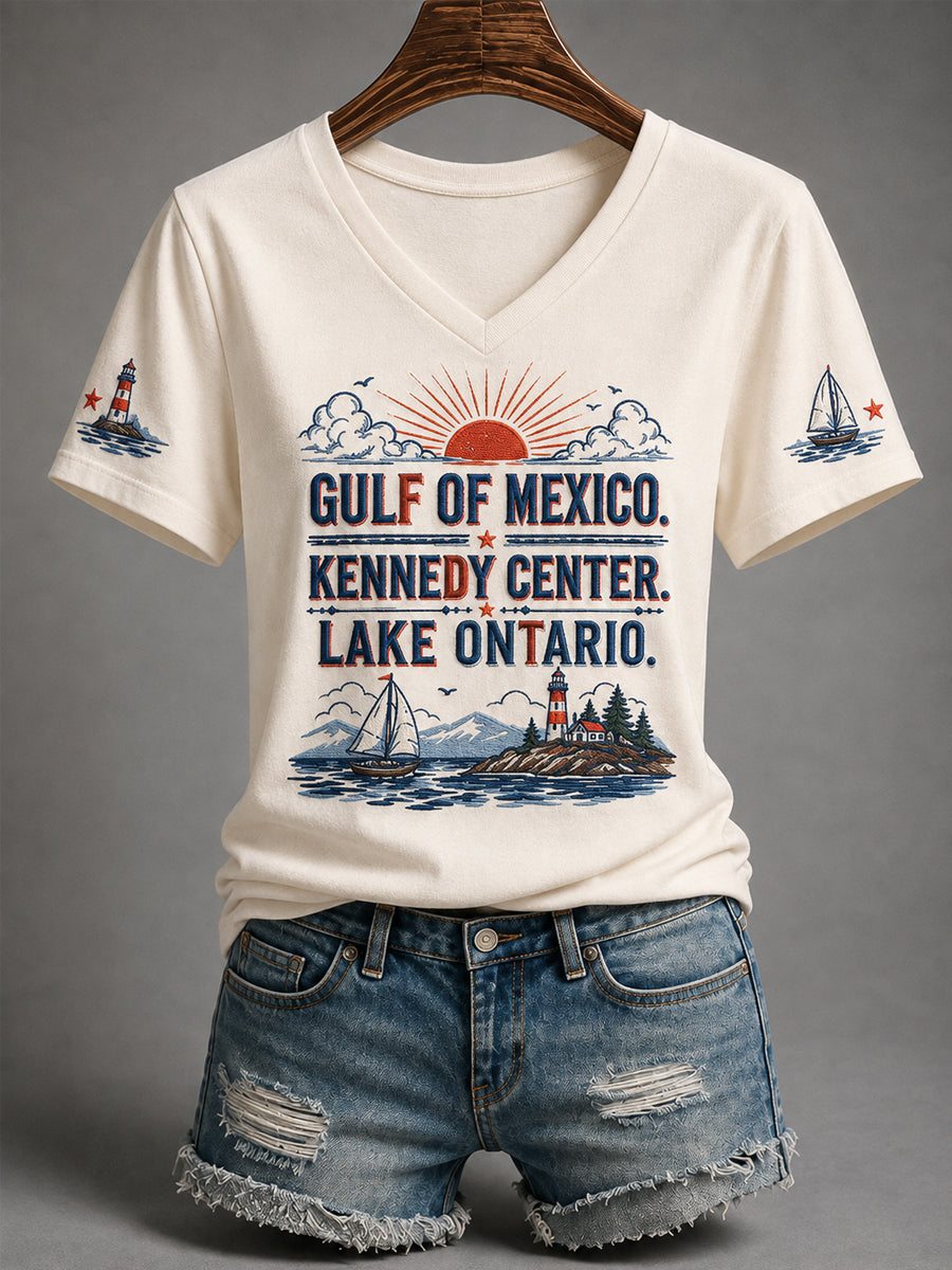 Women's FDT Gulf Of Mexico Kennedy Center Lake Ontario V-Neck Tee