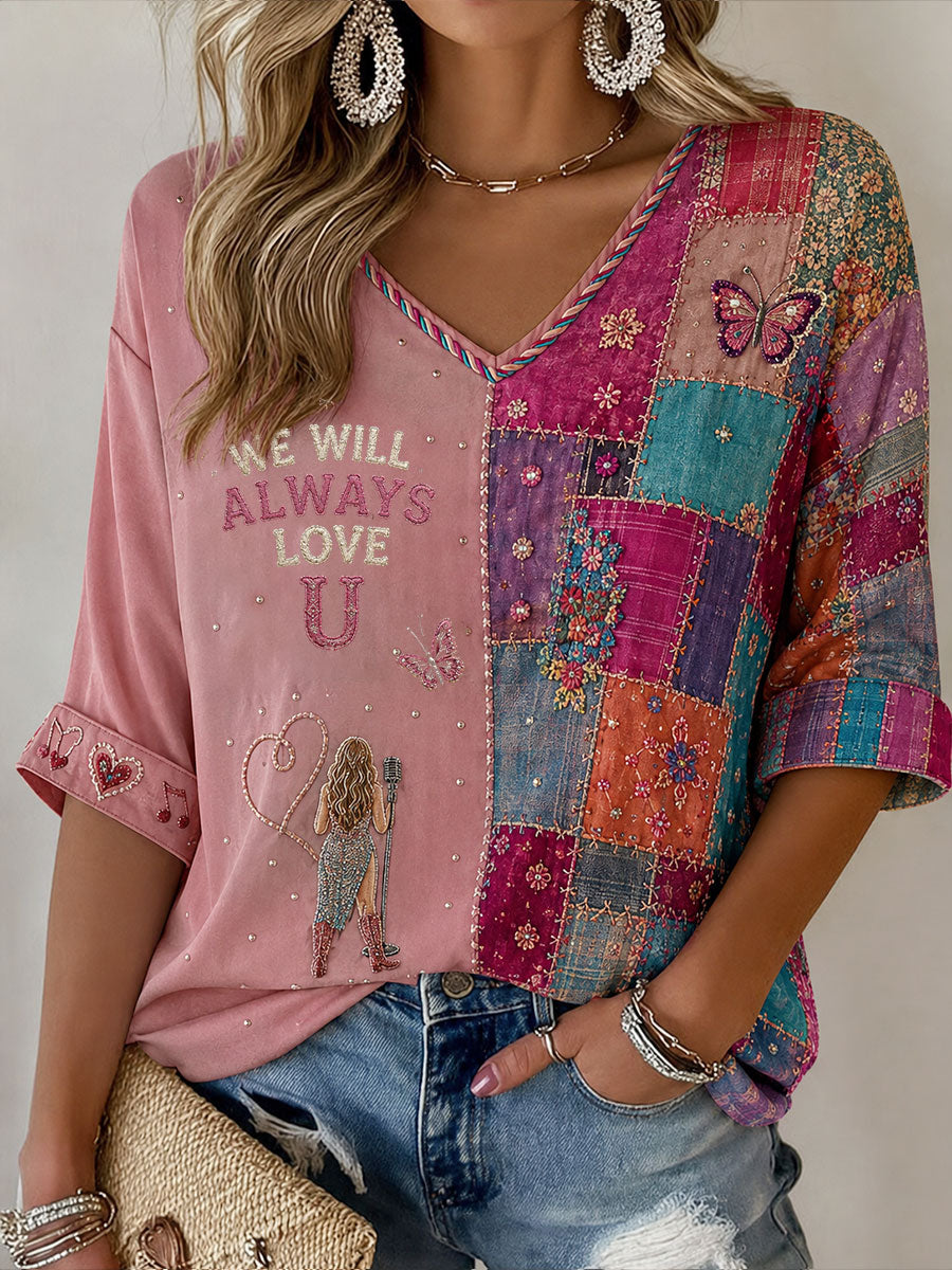 Women's Country Music Lover We Will Always Love U 925 Printed T-Shirt
