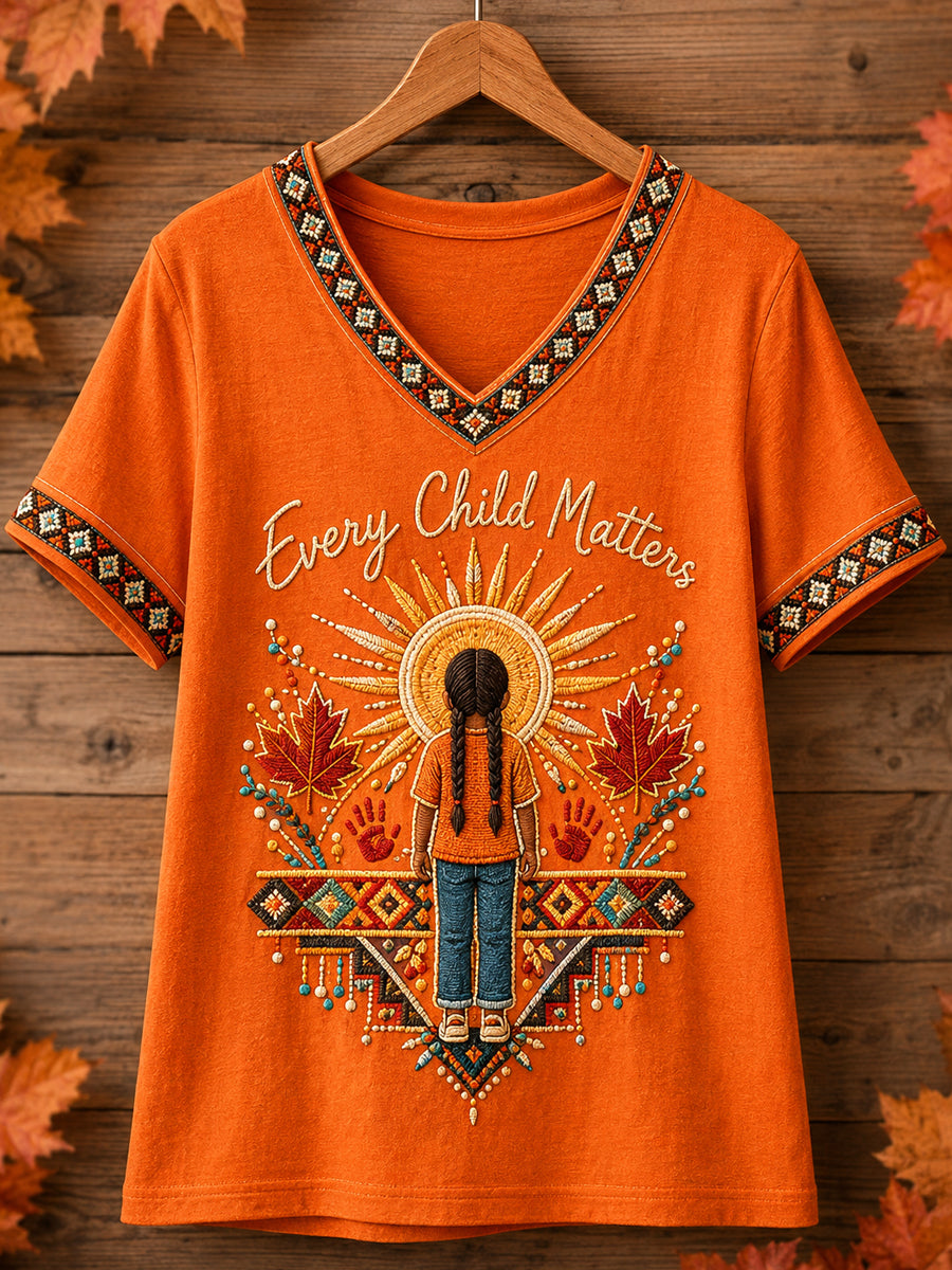 Women's Every Child Matter Printed Vintage Fashion Loose Short Sleeve T-Shirt