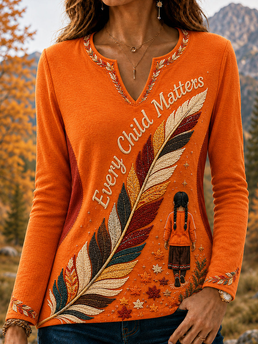 Women's Every Child Matter Art Printed Long Sleeve T-shirt