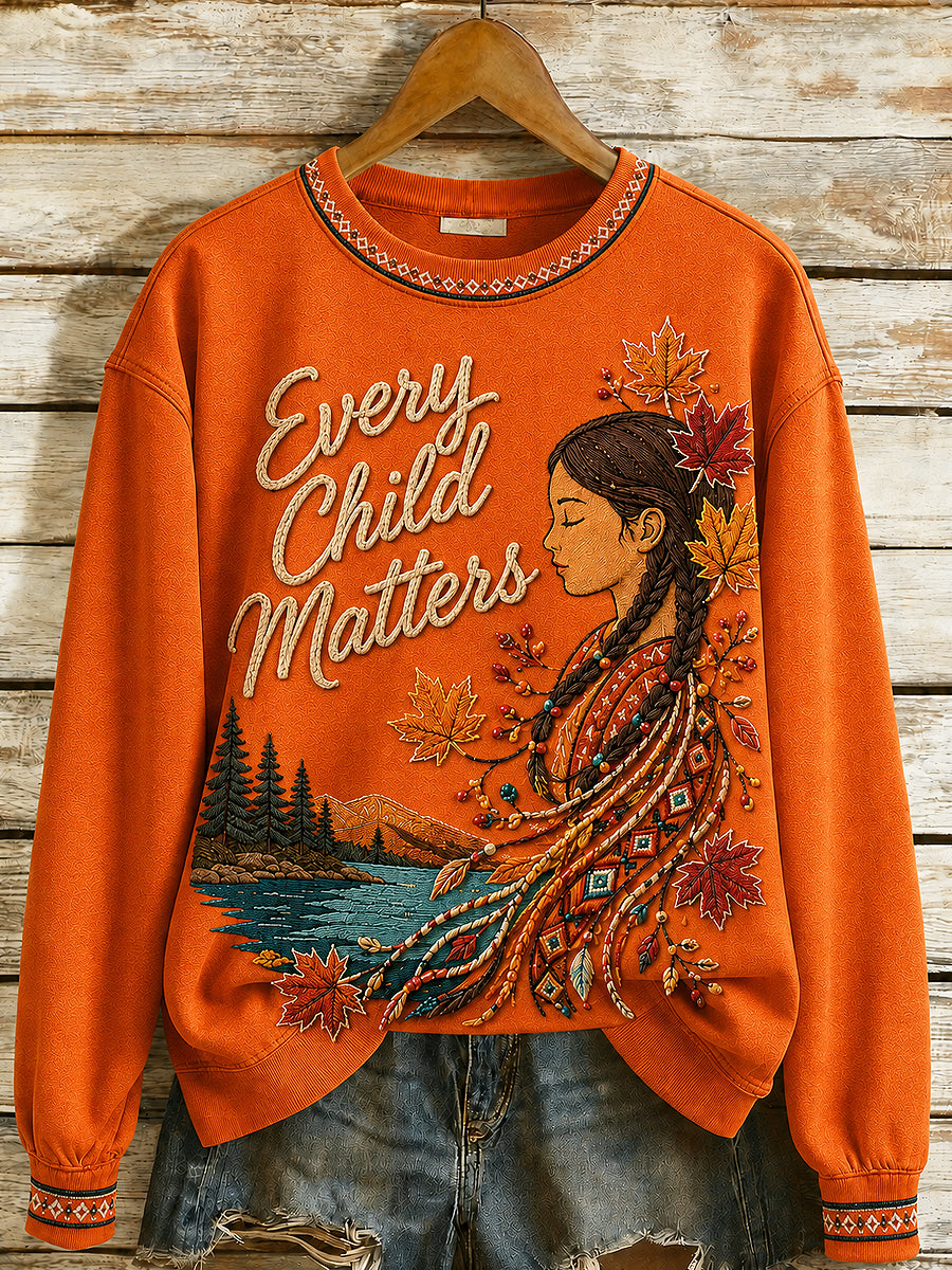 Women's Every Child Matter Printed Round-Neck Long-Sleeved Sweatshirt