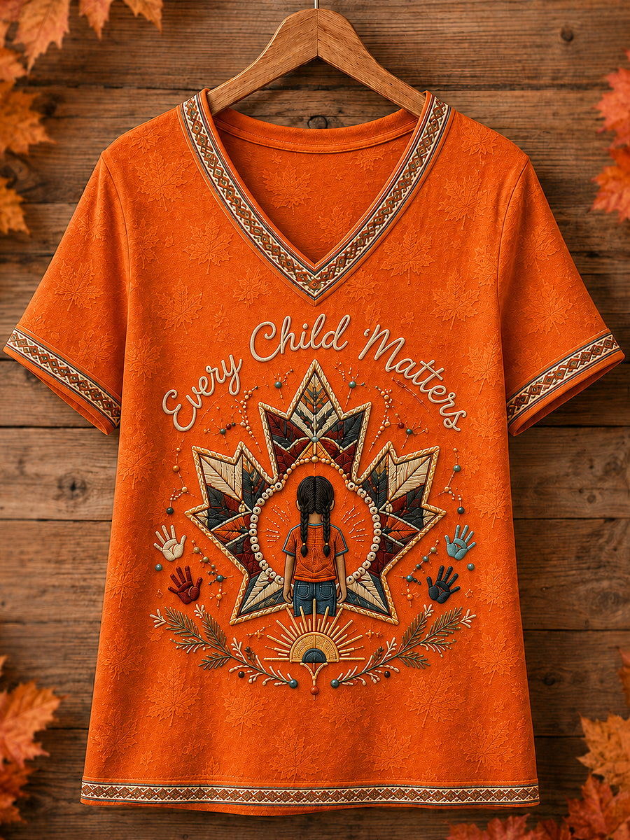 Women's Every Child Matter Printed Vintage Fashion Loose Short Sleeve T-Shirt