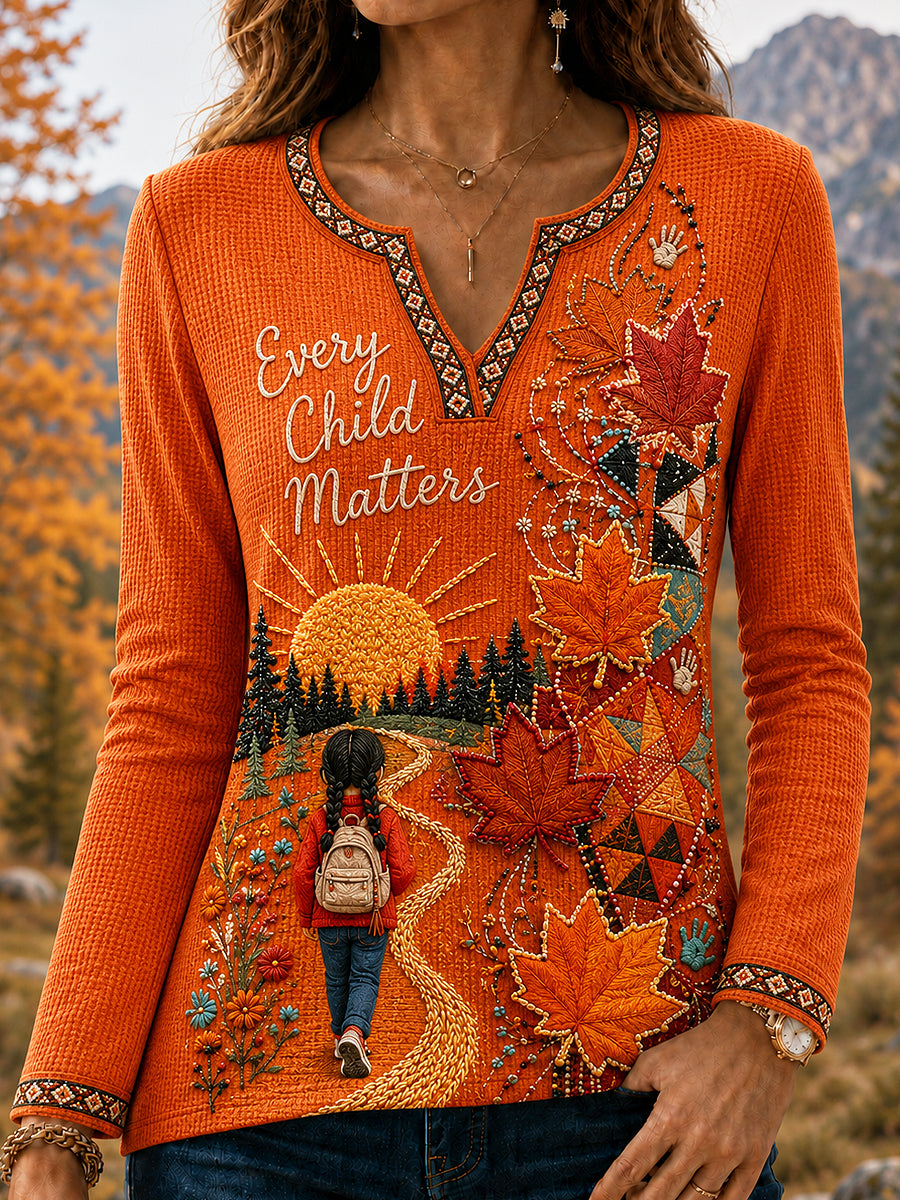 Women's Every Child Matter Art Printed Long Sleeve T-shirt