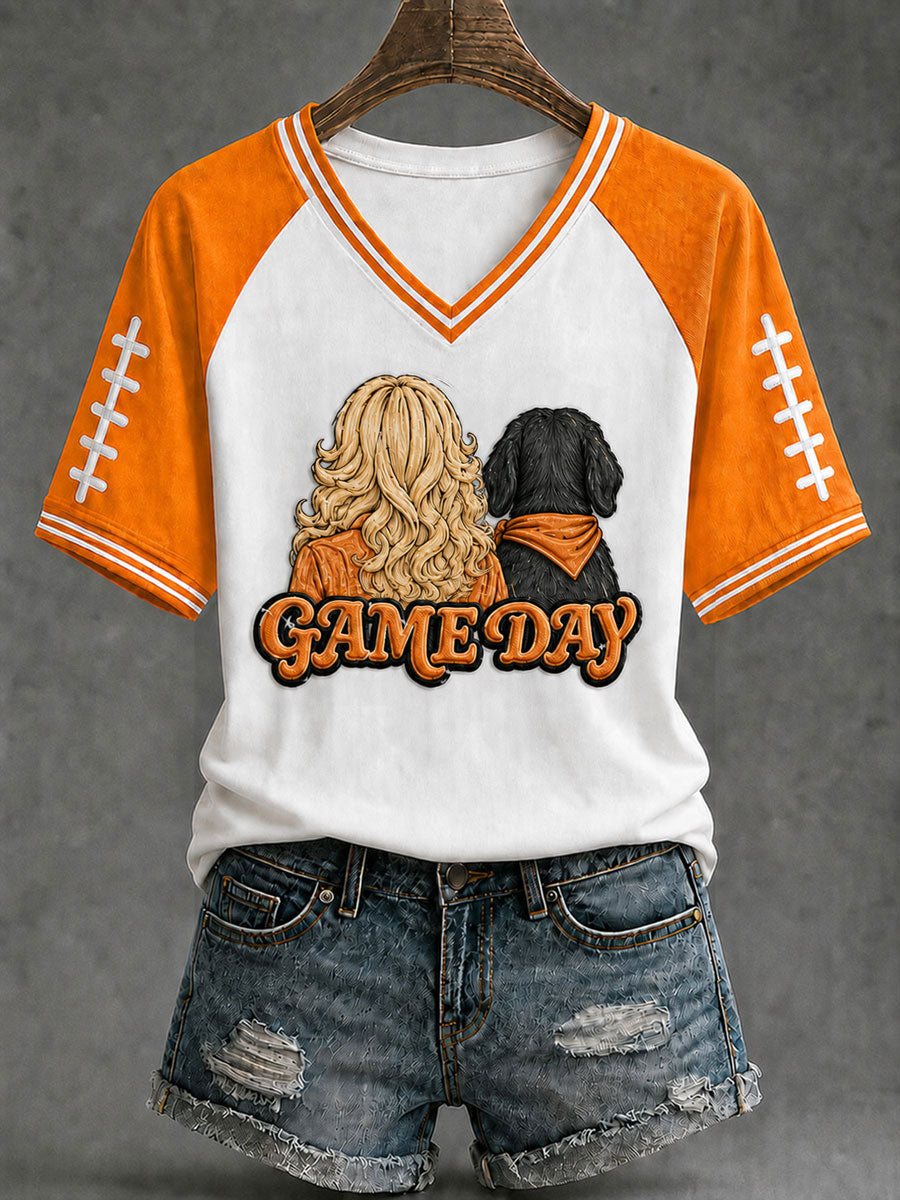 Women's Go Big Orange Print Casual T-Shirt