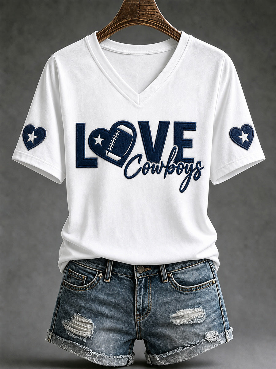 Women's Football Gameday Gift For Football Fans V-Neck Tee