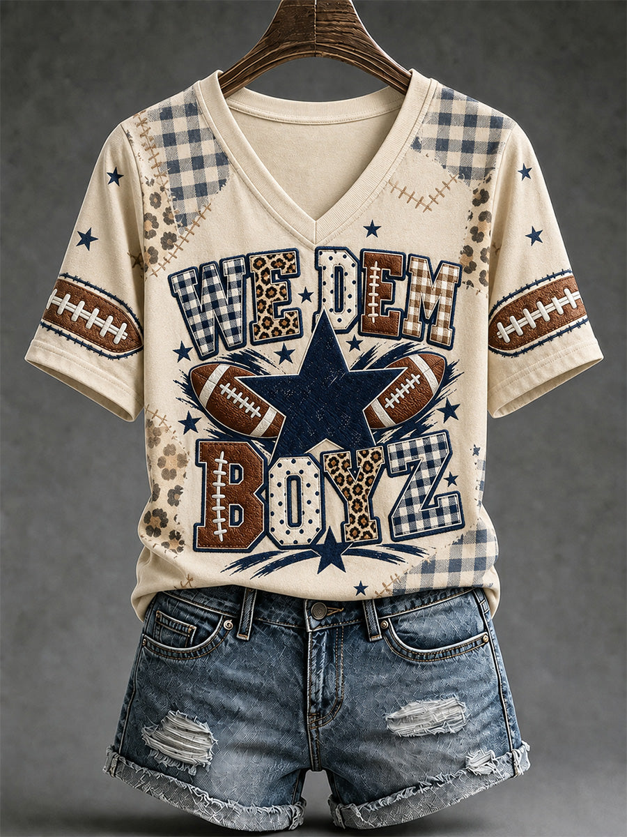 Women's Football Gameday Gift For Football Fans V-Neck Tee