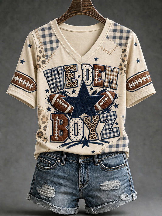 Women's Football Gameday Gift For Football Fans V-Neck Tee