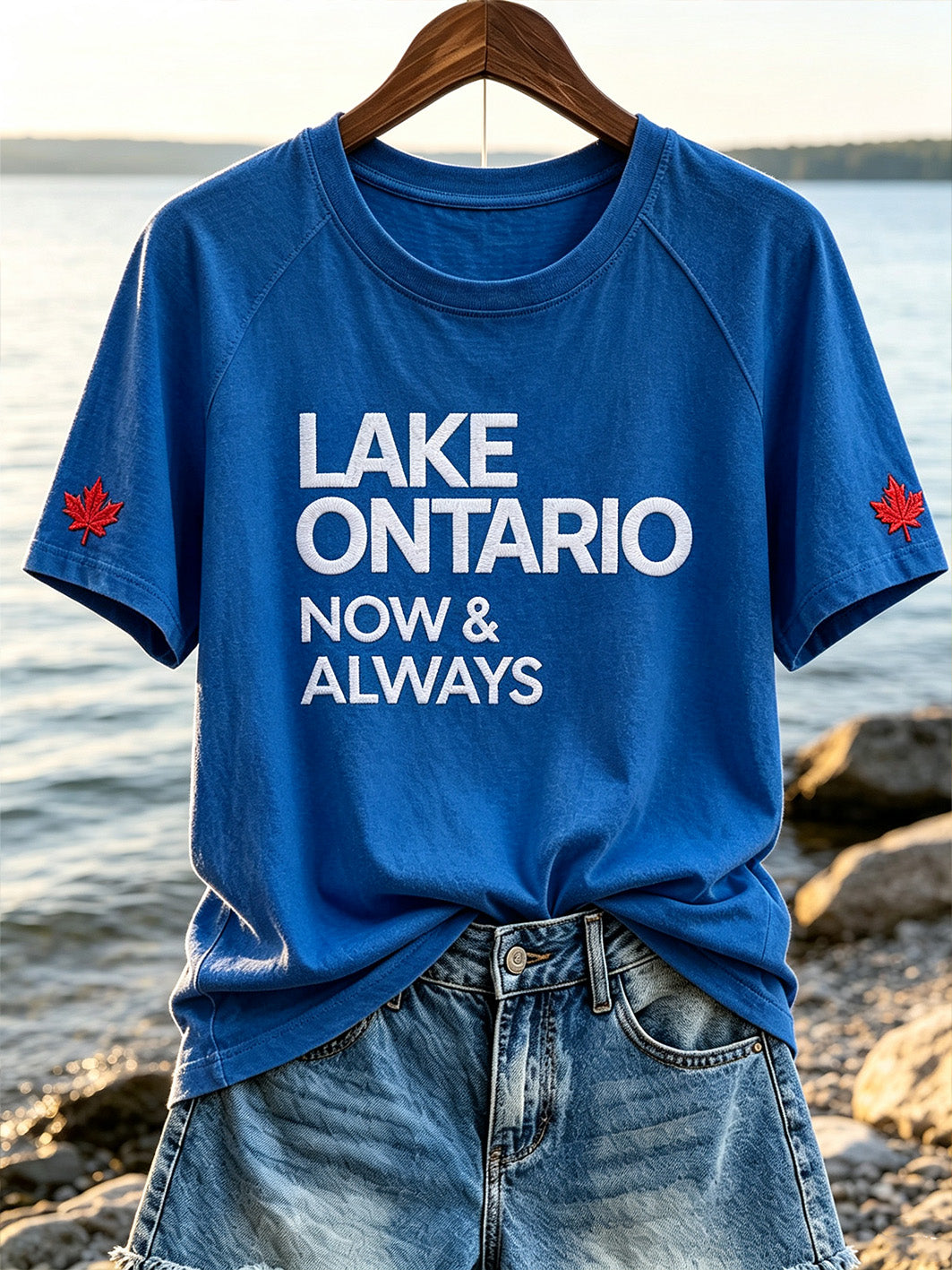 Women's Lake Ontario Now and Always Slogan Printed Causal Short-sleeved T-shirt