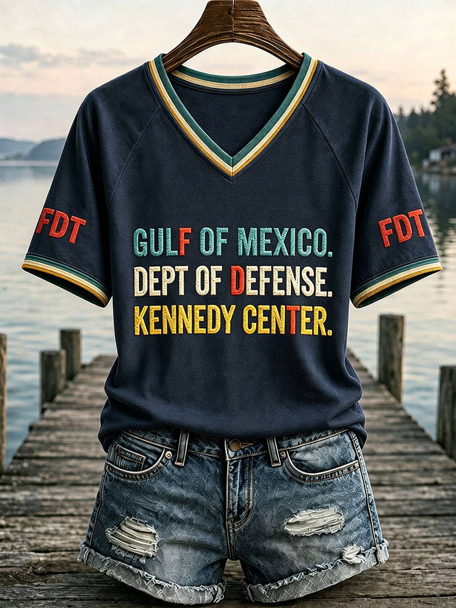 Women's "Gulf of Mexico Dept of Defense Kennedy Center" V-neck T-shirts