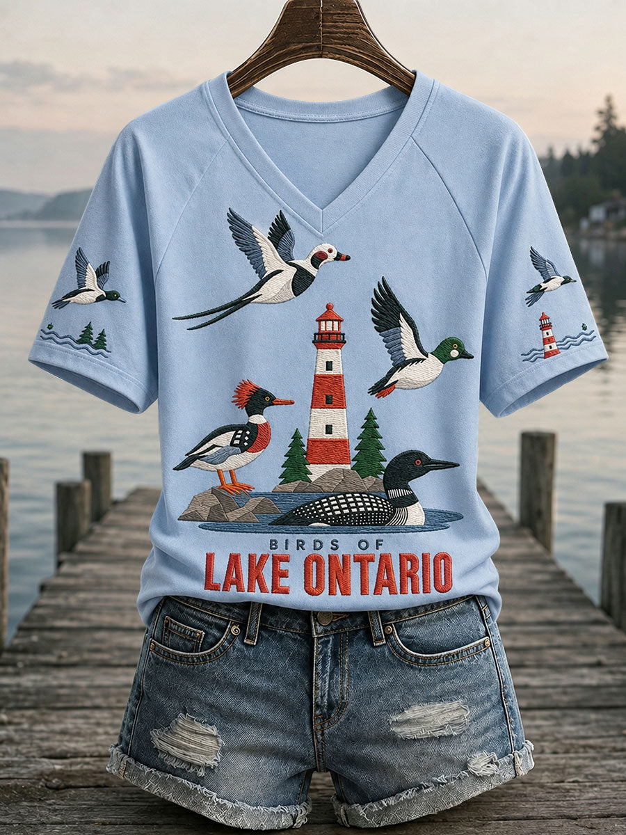 Women's "Birds of Lake Ontario" V-neck T-shirts