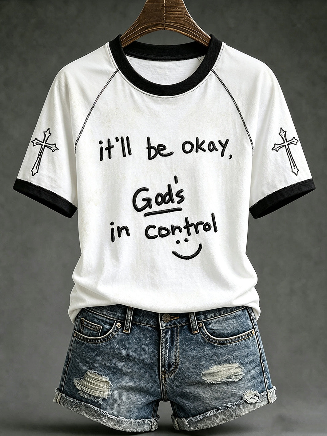 Women's faith theme fun slogan casual short sleeve T-shirt