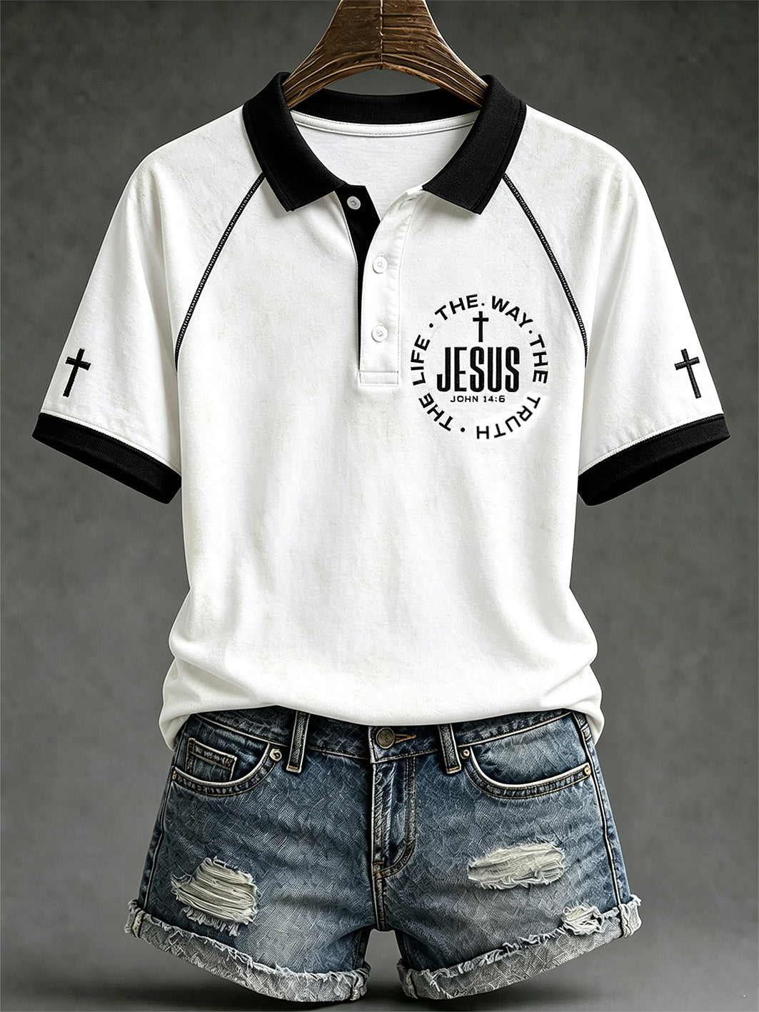 Women's faith theme fun slogan casual polo T-shirt