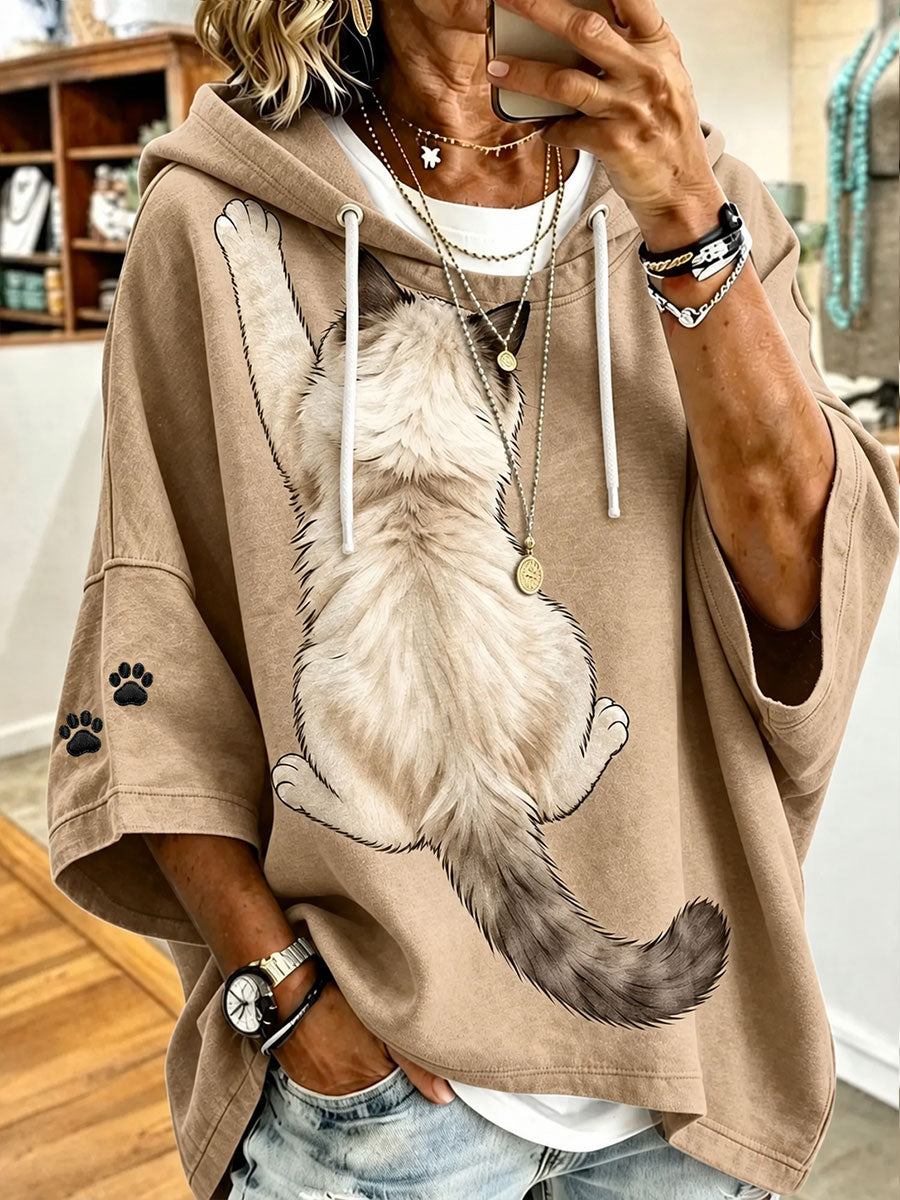 Women’s Cat Art Print Casual Hoodie