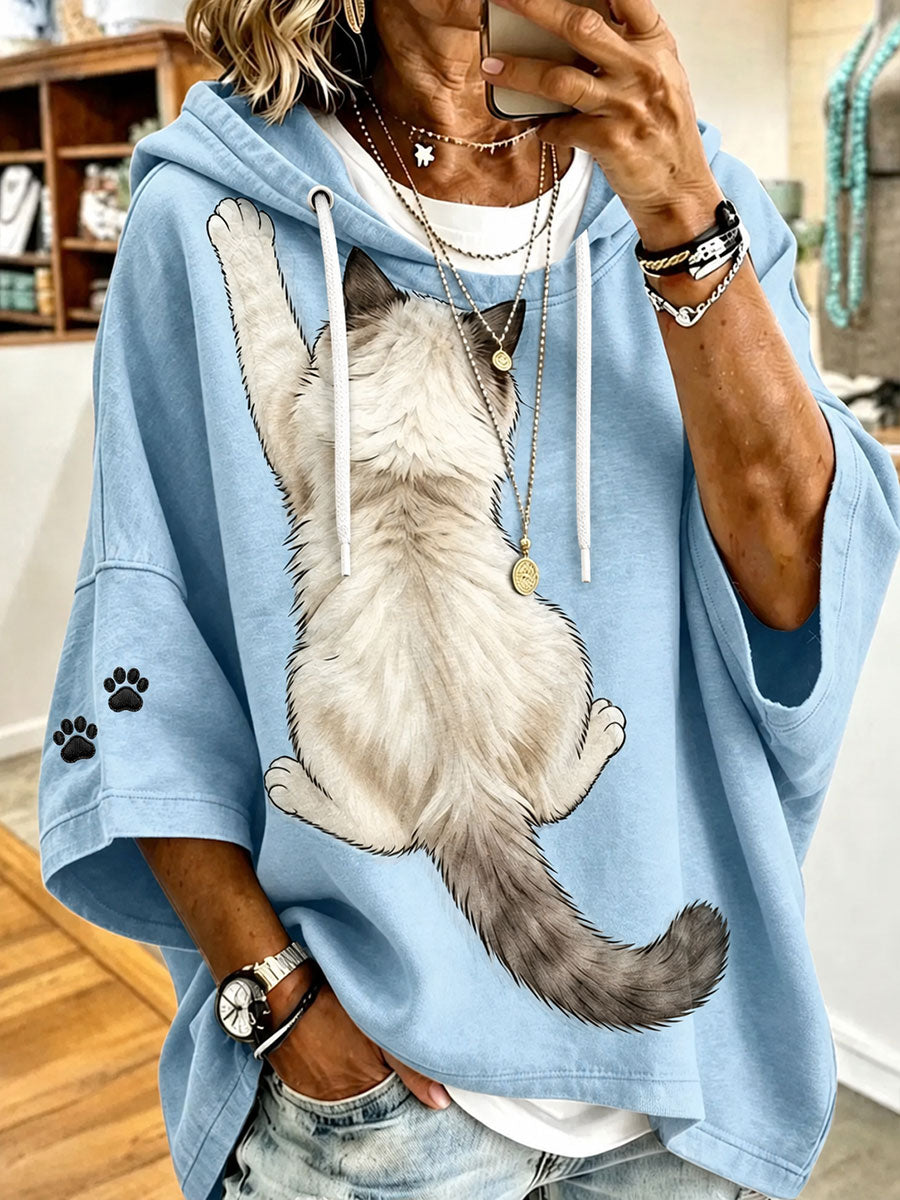 Women’s Cat Art Print Casual Hoodie
