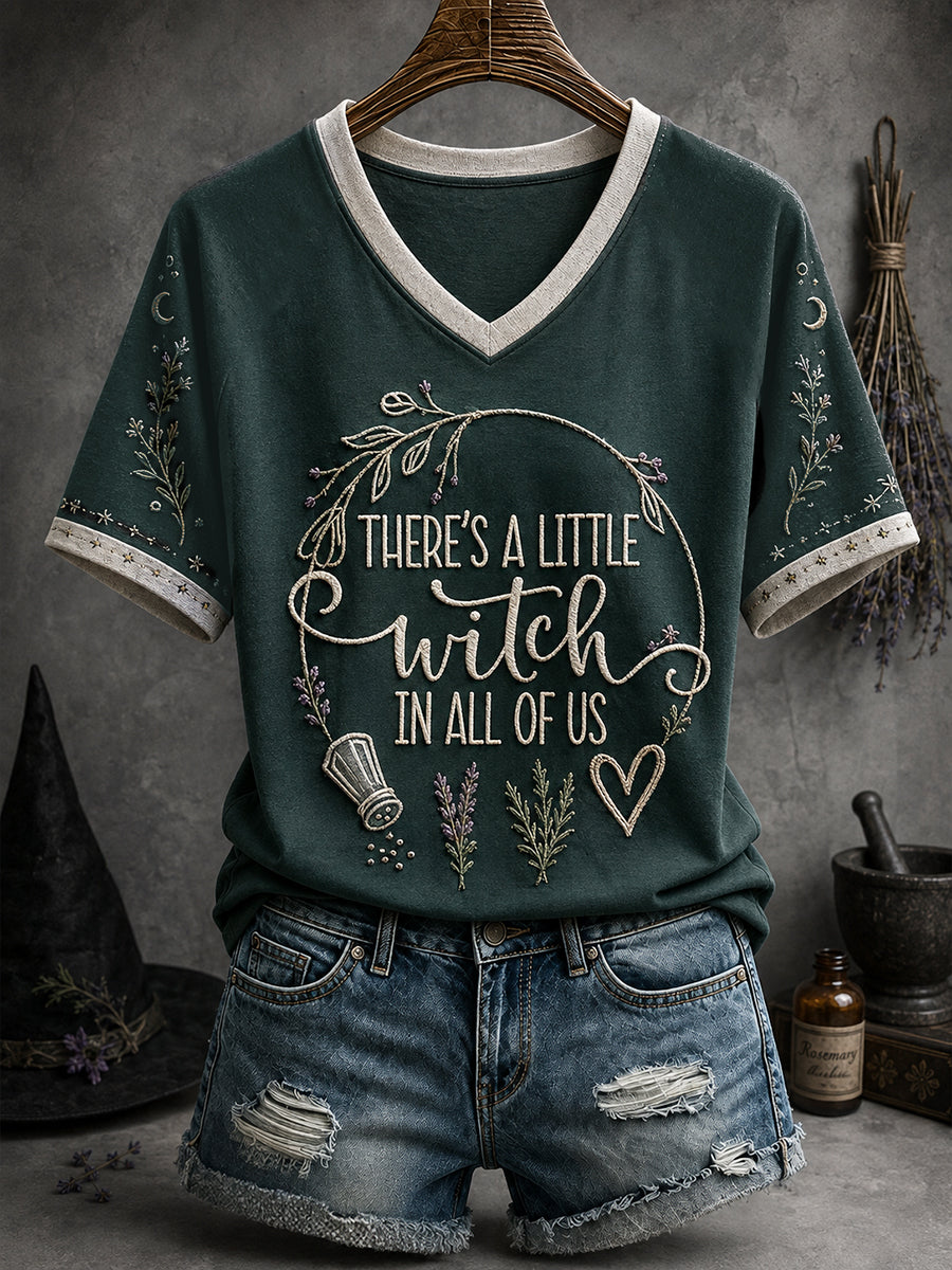 Women's Halloween Witch Salt Rosemary Lavender Love Art Printed T-shirt