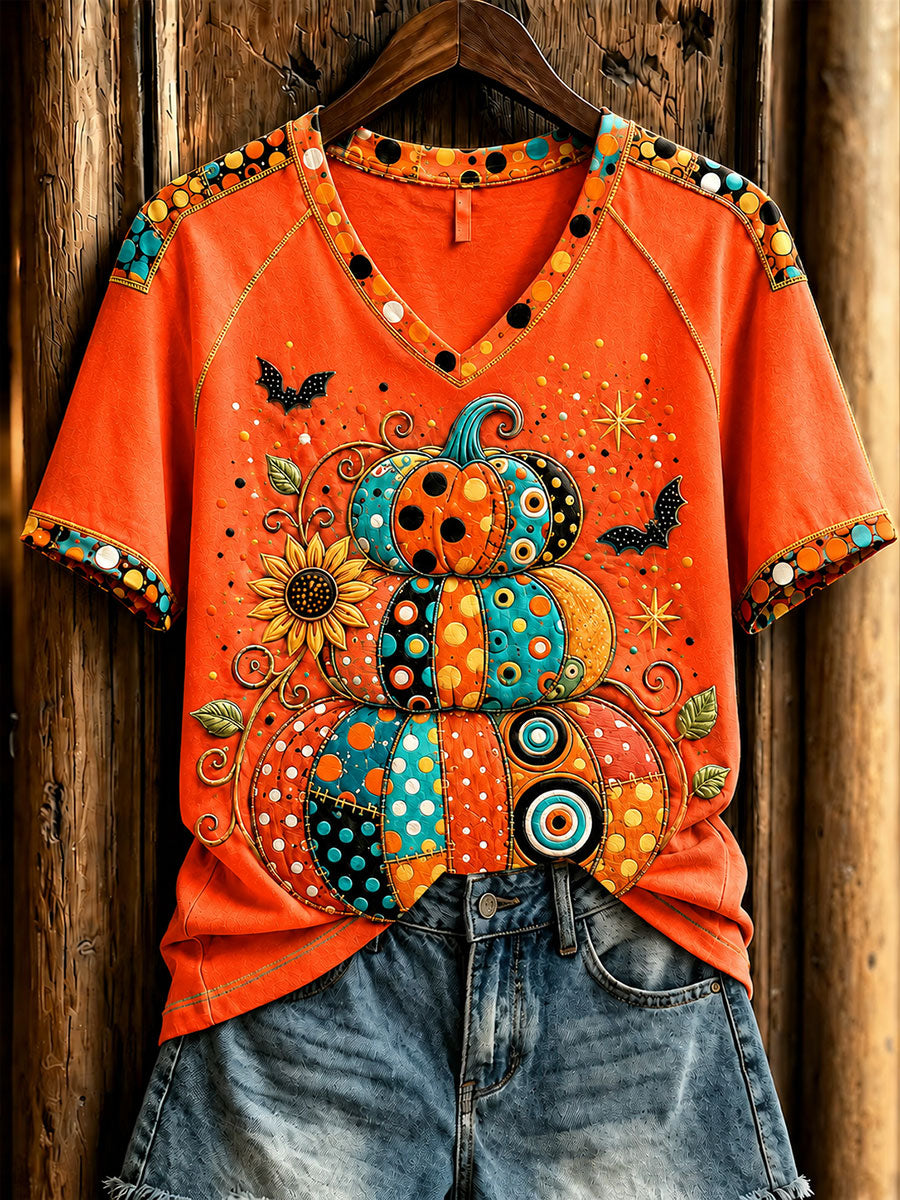 Women's Halloween Pumpkin short-sleeved T-shirt