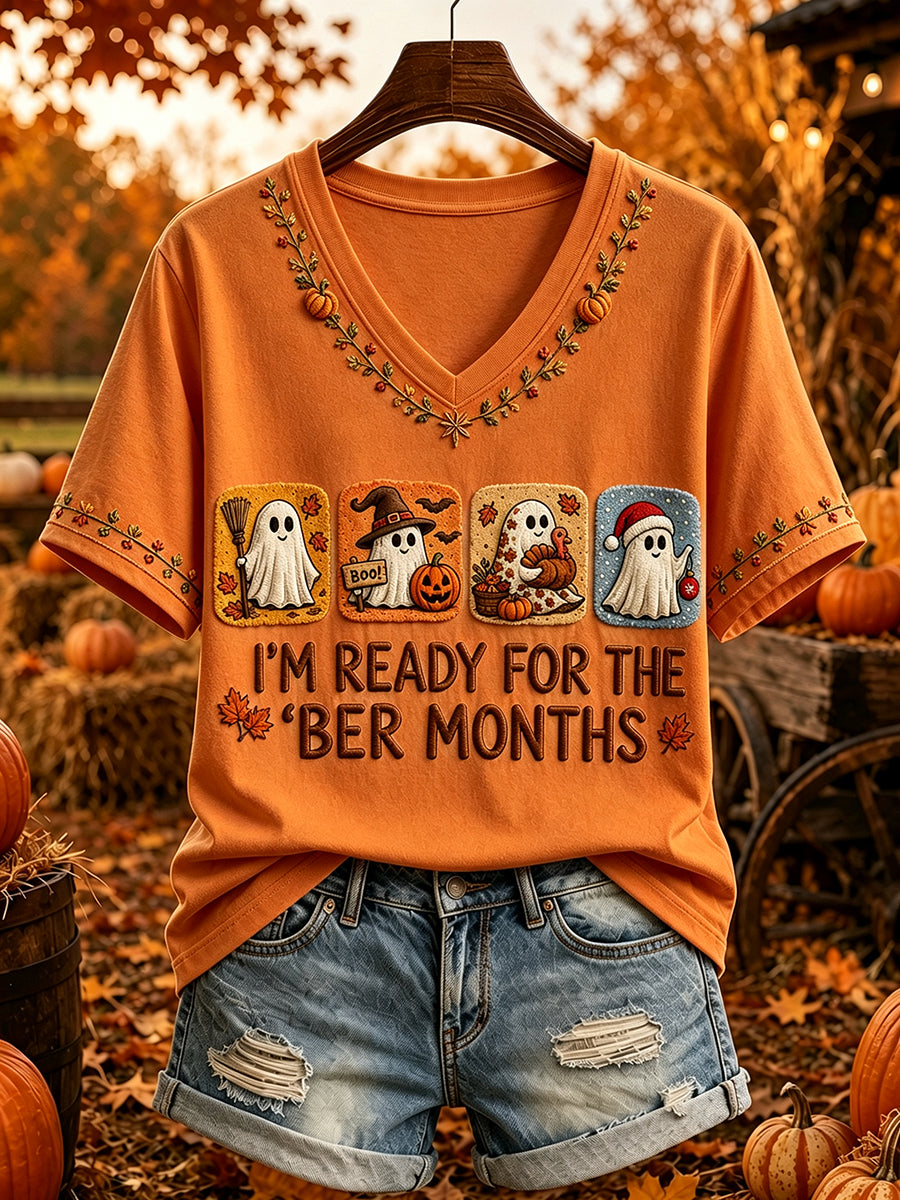 Women's Vintage I'm Ready For The Ber Months Print Short-sleeved T-shirt