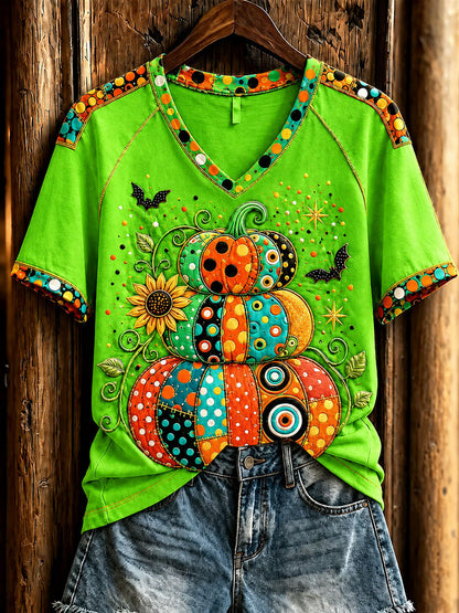 Women's Halloween Pumpkin short-sleeved T-shirt