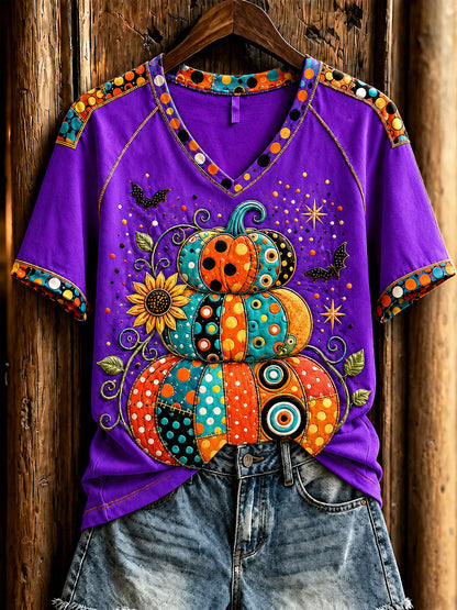 Women's Halloween Pumpkin short-sleeved T-shirt