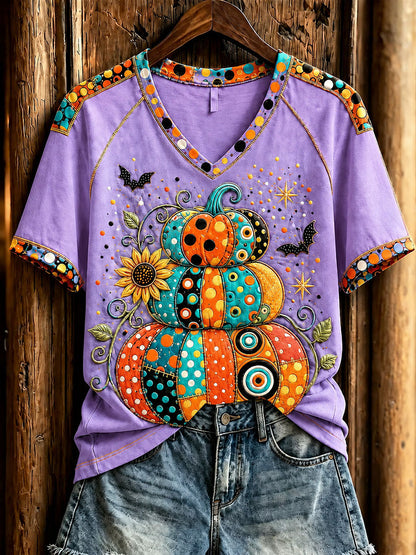 Women's Halloween Pumpkin short-sleeved T-shirt