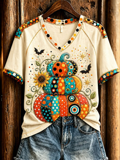 Women's Halloween Pumpkin short-sleeved T-shirt