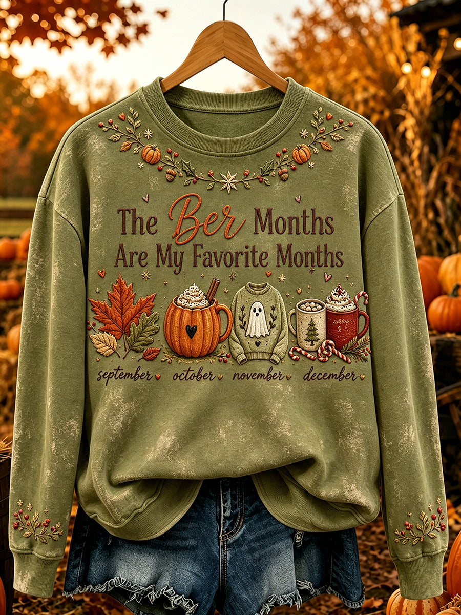 Women's Vintage The Ber Months Are My Favorite Months Print Cozy Sweatshirt