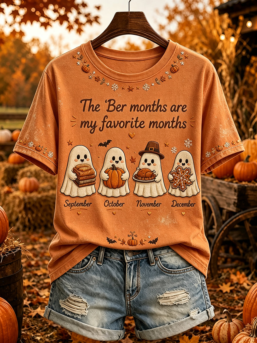 Women's Vintage The Ber Months Are My Favorite Months Print Short-sleeved T-shirt